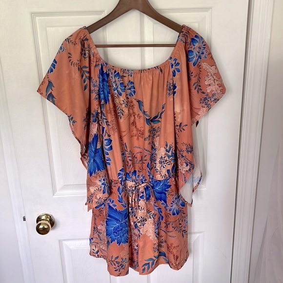 Orange/peach floral romper - EBBY AND I - Size Large - Picture 1 of 3
